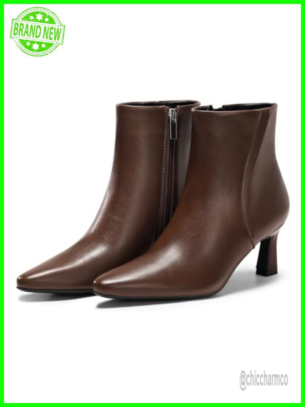 Coutgo Womens Ankle Boots Kitten Low Heel Closed Pointed Booties Side Zipper